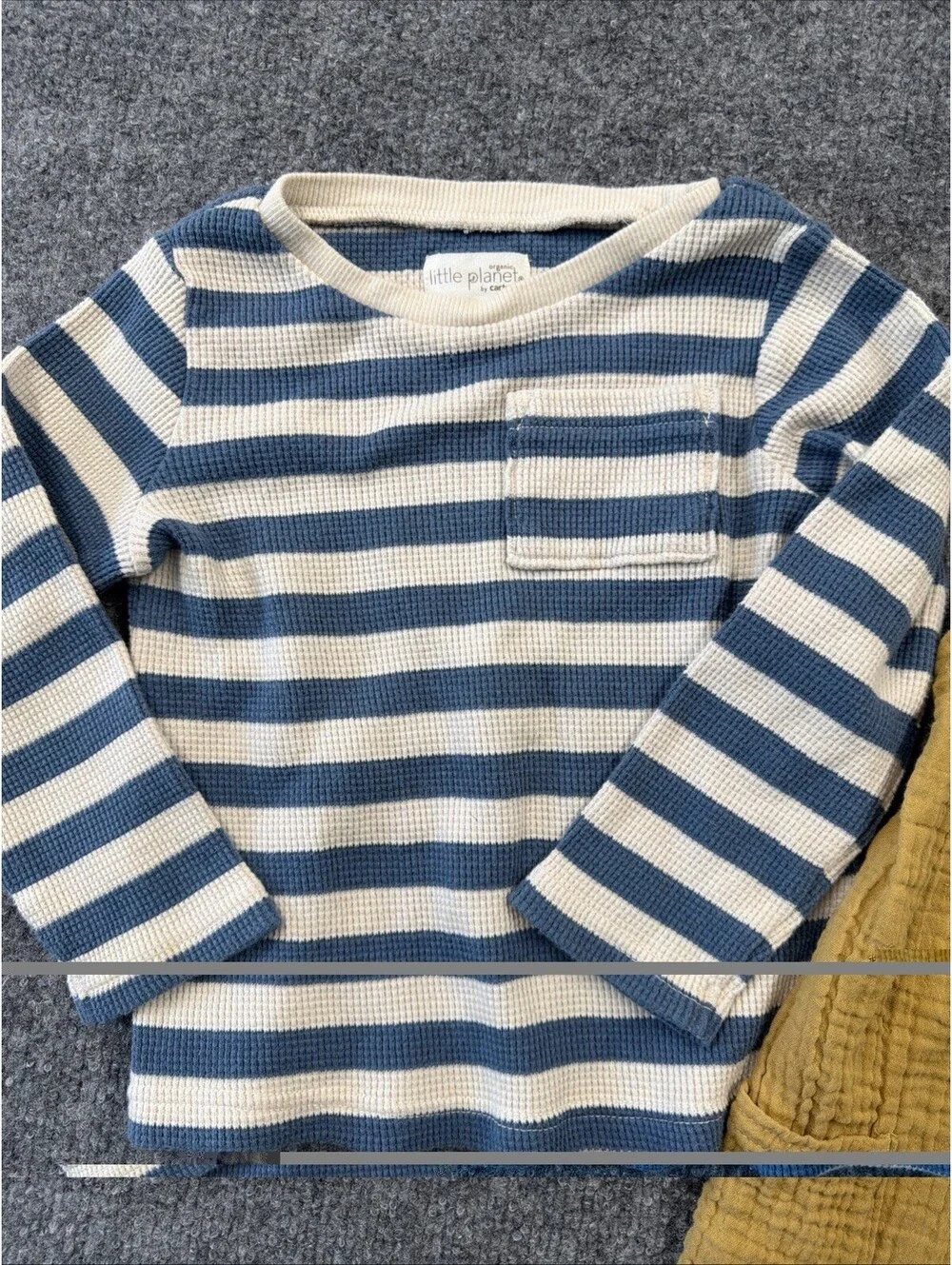 Little Planet By Carters Custard Romper and Striped Shirt Organic Cotton 2t